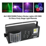 4IN1 80W Rgbw Pattern Strobe Lights Led Dmx Dj Disco Party Stage Light+remote Ue. Fixed Price $79.88.