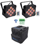 (2) Rockville Best Par 60 Rechargeable Wash Lights W/ Wireless Dmx+rgbwa+uv+bag. Fixed Price $399.85.