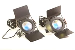 Slidemagic System Set Of 2 Berkey Colortran MINI-6 Outdoor Fill Lights With Barn. Fixed Price $129.99.