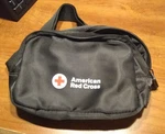 New American Red Cross Black Zipper W/pockets Strap Fanny Pack Travel Bag. Fixed Price $25.00.