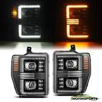Alpharex 08-10 Ford Super Duty Pro-series Projector Headlights Black. Fixed Price $395.00.