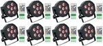 (8) Rockville Battery Par 61 Rechargeable Rgbwa+uv Dmx Dj Wash Lights+remotes. Fixed Price $564.60.