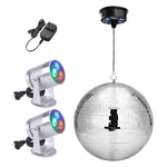 Yescom 16" Disco Ball With Motor And 6RPM Rotator & 2PCS Rgb Spotlights. Fixed Price $159.90.