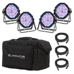 (4) Eliminator American Dj Mega Flat Pak Ep Dmx Rgbuv Wash Lights W/ Bag+cables. Fixed Price $519.99.
