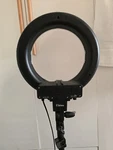 Kshioe Led Ring Light Black With Stand, Dimmer, Ac-powered. Fixed Price $30.00.
