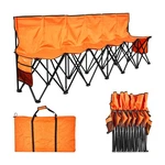 Vevor Folding Chair Sport 6 Seat Sideline Team Bench W/ Sidebag Carry Orange. Fixed Price $69.99.