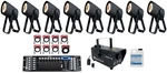 (8) American Dj Saber Ww 15 Watt Led Pinspot Lights+dmx Controller+fogger. Fixed Price $1623.47.