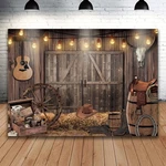 Ourwarm 7X5FT Western Cowboy Backdrop Party Feet, Tyle 2. Fixed Price $14.76.