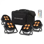 4) American Dj Mega Flat Hex PAK4 Rgbla+uv Led Dmx Par Lights+remote+cable+bag. Fixed Price $659.99.
