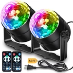 Apeocose 2-PACK Disco Ball Party Lights Sound Activated Remote, Strobe Black. Fixed Price $30.05.