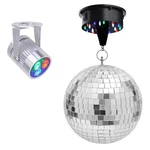 12" Mirror Disco Ball & Rotating Motor Pinspot Light Set Home Party Club Stage. Fixed Price $29.90.
