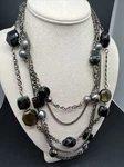 Chico's Black 5-STRAND Plastic Glass Faux Pearl 17 -20 Necklace 4271. Fixed Price $19.99.