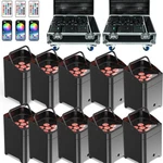 12PCS 6X18W Rgbwa+uv 6IN1 Dmx Uplight Led Par With Rechargeable Road Case. Fixed Price $159.99.