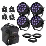 Eliminator Mini Par Uv Led Effect Lights (4 Pack) + Case Clamps Cables. Fixed Price $234.40.