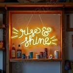 16"X8" Rise & Shine Led Neon Sign With Dimmer Usb Powered Light Lamp Wall Decor. Fixed Price $49.99.