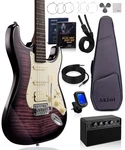 Electric Guitar Kit 10W Amp Hss Pickups Roasted Maple Stryde Violet Aklot Lesson. Fixed Price $259.99.