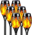 6 Pack Led Solar Flame Torch Lights Outdoor Flickering Garden Yard Pathway Lamps. Fixed Price $16.99.
