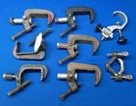 Lot Of 8 Stage Studio Theatre Pipe Light Clamps Century Colortran Kliegl. Fixed Price $30.00.