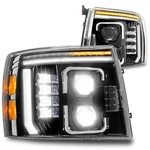 Black Led Drl Projector Headlights For 2007-2014 Chevy Silverado 1500 2500 3500. Fixed Price $529.99.