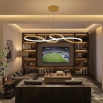 Modern Man Cave Led Gold Dimmable Remote Lighting Fixture 29.5 New Box. Fixed Price $27.29.