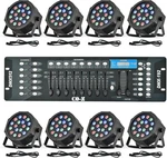Led Stage Lights 8PCS 18X3W Rgb Par Can W/ Dmx Controller Sound Activated. Fixed Price $119.80.