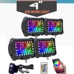 4X 4INCH Led Work Lights Kit Rgb & Chasing Halo Ring Pods Offroad Fog. Fixed Price $85.99.