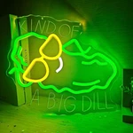 16"X14" Dill Pickle Led Neon Sign With Dimmer Usb Powered Light Lamp. Fixed Price $49.99.