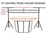 Dj Event Facade Black Scrim Metal Frame Booth + 10' Lighting Truss Stage System. Fixed Price $499.99.