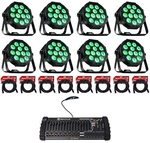 8) Eliminator Mega 64 Profile Ep Rgb+uv Led Wash Up-lights+dmx Controller+cables. Fixed Price $1908.20.