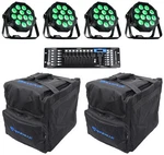 (4) Eliminator Mega 64 Profile Ep Dmx Rgb+uv Led Dj Wash Lights+bags+controller. Fixed Price $961.70.