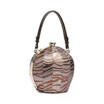 Silver Zebra Striped Vegan Leather Ball Handbag Crystal Kiss Lock Shoulder. Fixed Price $20.00.
