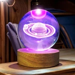 3D Saturn Crystal Ball 3.15" / Wooden Usb Switch Base With Led Gradient Light.... Fixed Price $13.95.
