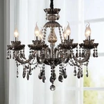 Luxurious Smoky Gray Crystal Chandelier For Living Room, Antique 6-LIGHTS Tea.... Fixed Price $185.16.