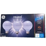 Ge 40W, Frosted 250 Lumen Decorative Shape Medium Screw 3 Bulbs Hd Reveal. Fixed Price $27.99.