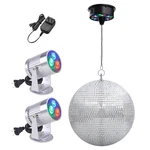 Yescom 12" Disco Ball With Motor And 6RPM Rotator & 2PCS Rgb Spotlights. Fixed Price $119.90.