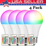 4-PACK Color Changing Rgb Led Bulbs Dimmable Party Lights Remote Control. Fixed Price $15.09.