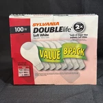 Sylvania Double Life 100W Soft White Light Bulbs, 8 Pack Sealed. New Nos. Fixed Price $59.99.