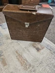 Brown Leather Vinyl Record Hard Case Holder & Crosley Cleaning Kit. Fixed Price $40.00.