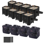 Chauvet Dj Ezlink Par Q4BT Ils Led 8-PACK With Lighting Bags. Fixed Price $1336.40.