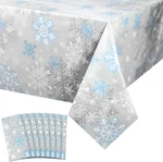 8 Pcs Christmas Snowflake Tablecloth 60X120 Inch Blue White Silver Cover. Fixed Price $46.99.