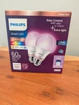 Philips Full Color Smart Led Wii-fi 60W Light Bulb Connected By Wiz 2 Pack. Fixed Price $16.00.