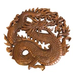 Dragon Naga Bali Wall Art Relief Round Panel Hand Carved Wood Asian Decor 12". Fixed Price $111.13.