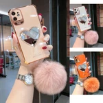 Bling Glitter Diamond Mirror Plush Ball Case For Iphone 12 11 Pro Max Xr 7 8 6. Fixed Price $10.99.