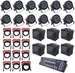 (12) Rockville ROCKPAR50 Rgb Dmx Led Wash Up-lights+controller+cables+bags. Fixed Price $831.75.