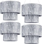4 Pcs 2 Tier Fringe Tinsel Chandelier Iridescent Foil Party Disco Ball Decor. Fixed Price $75.80.