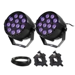 Eliminator Mini Par Uv Led Effect Lights (2 Pack) + Clamps Cable. Fixed Price $96.40.