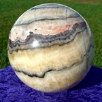 Multi Color Zebra Calcite & Quartz Crystal Sphere Ball For Sale Center Eyes. Fixed Price $607.50.
