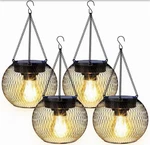 Solar Lanterns Outdoor Waterproof 4 Pack Metal Hanging Lights With Hooks. Fixed Price $17.99.